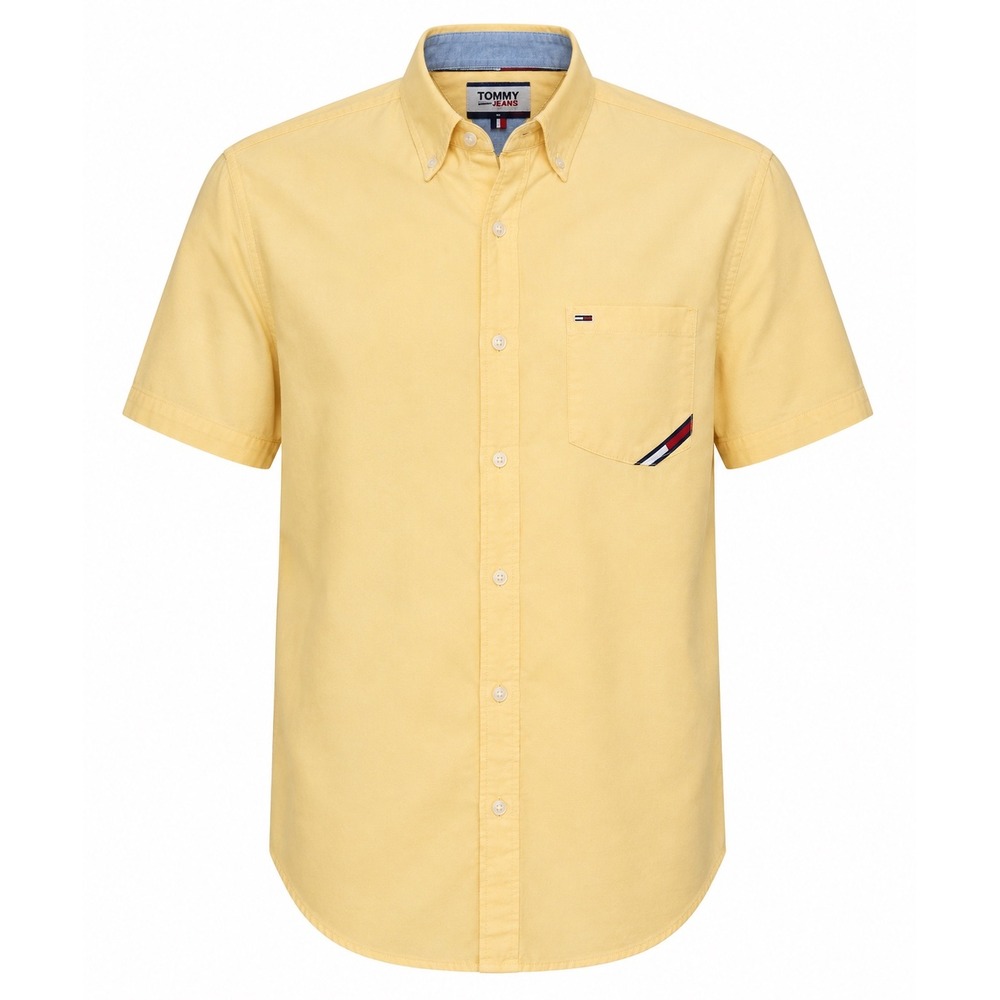 Tommy Jeans Short Sleeve Button Down Shirt‎ Men Medium Yellow Vintage 90s
